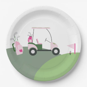 Assiettes En Carton Baby shower de golf moderne rose
