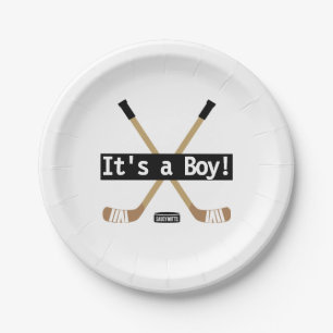 Assiettes En Carton Baby shower de hockey C'est un petit bâton de hoc