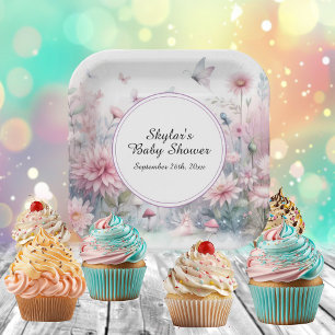 Assiettes En Carton Baby shower de jardin de fées