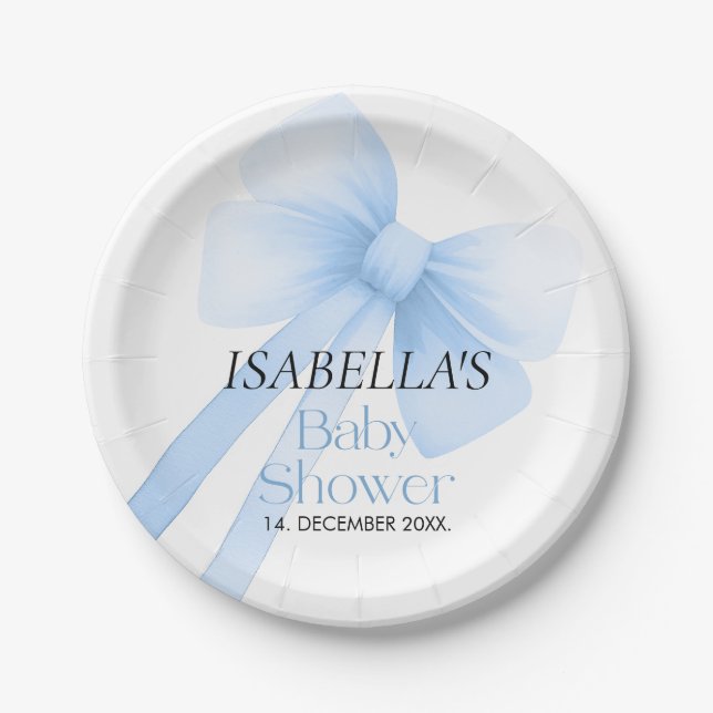 Assiettes En Carton Baby shower de la ceinture bleue (Devant)