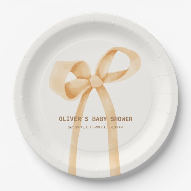 Assiettes En Carton Baby shower de la courbe simple neutre entre les s (Devant)