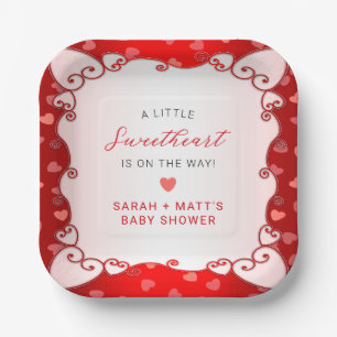 Assiettes En Carton Baby shower de la fête des Valentines vintages Red