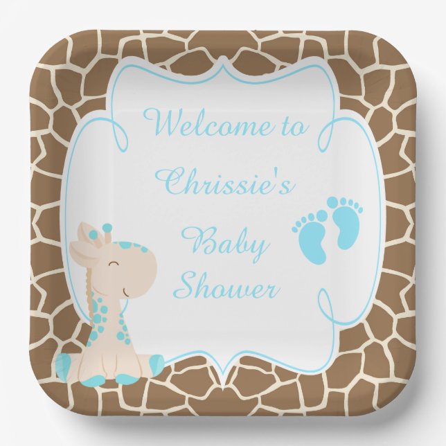 Assiettes En Carton Baby shower de la Giraffe Bleue (Recto)