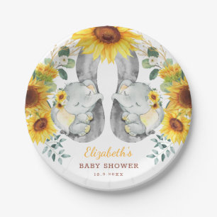 Assiettes En Carton Baby shower de la jungle des Eléphants de tournes