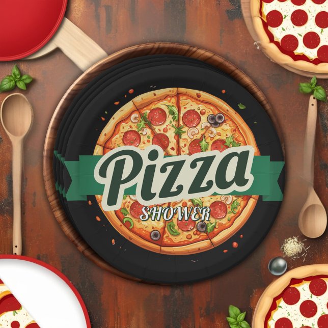 Assiettes En Carton Baby shower de la Pizza moderne (Créateur téléchargé)