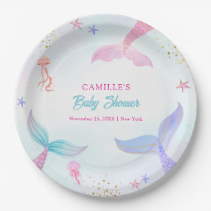 Assiettes En Carton Baby shower de la queue de sirène d'été de l'océan