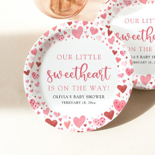 Assiettes En Carton Baby shower de la Saint Valentin Pink Little Sweet