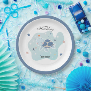 Assiettes En Carton Baby shower de la tortue de mer   Océan mignon