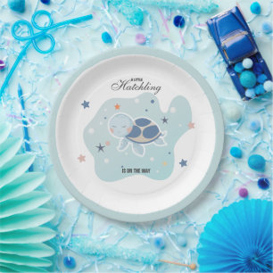 Assiettes En Carton Baby shower de la tortue de mer   Océan mignon