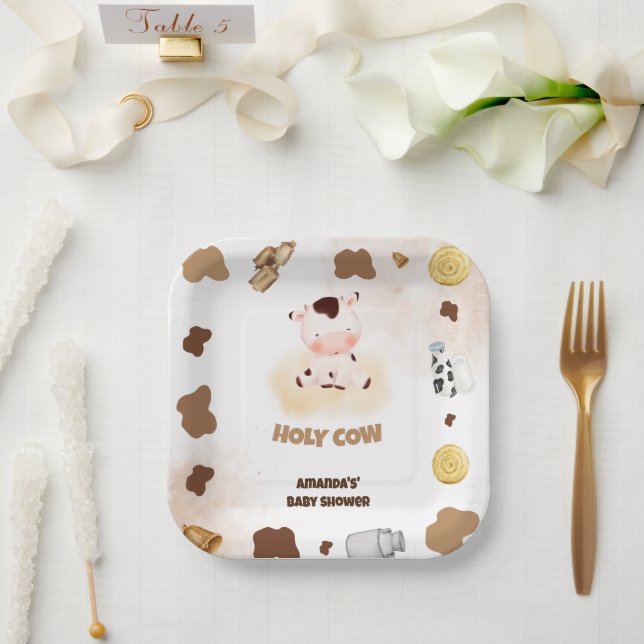 Assiettes En Carton Baby shower de la vache ferme (Mariage)