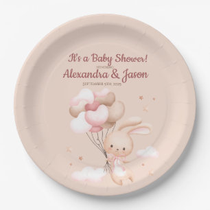 Assiettes En Carton Baby shower de lapin de bois personnalisé