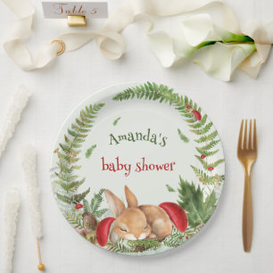 Assiettes En Carton Baby shower de lapin fuzzy aux champignons des boi