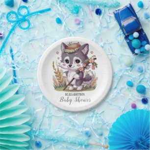 Assiettes En Carton Baby shower de loup de bois coloré