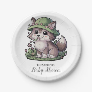 Assiettes En Carton Baby shower de loup enchanté Pastel
