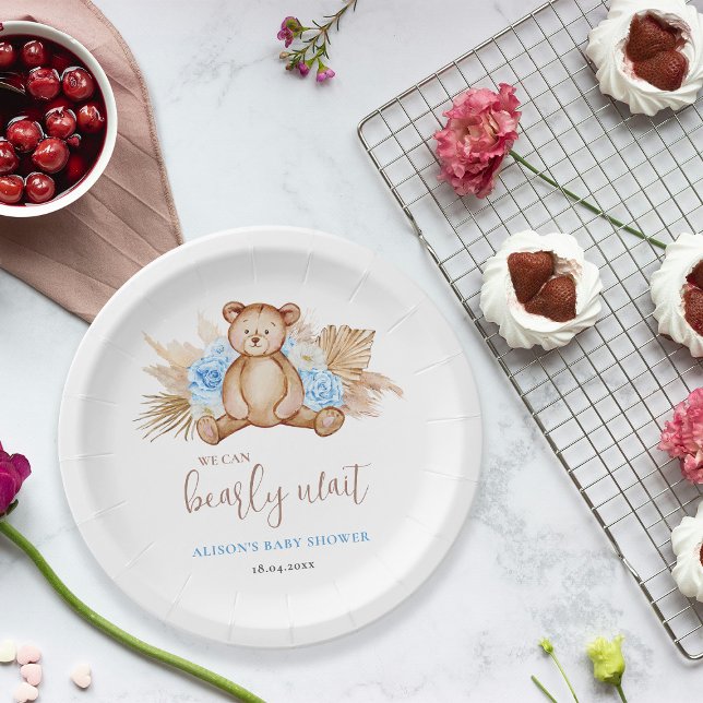 Assiettes En Carton Baby shower de l'ours en peluche (Créateur téléchargé)