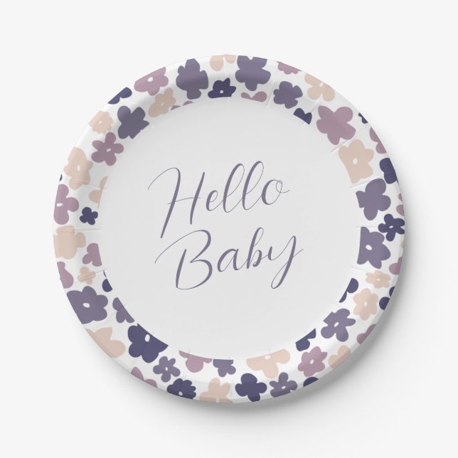 Assiettes En Carton Baby shower de marguerite Cute Boho (Devant)