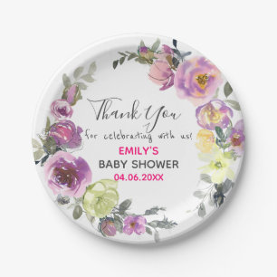 Assiettes En Carton Baby shower de Merci de de couronne de fleurs vio