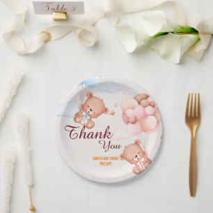 Assiettes En Carton Baby shower de Merci de l'ours en peluche