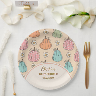 Assiettes En Carton Baby shower de Motif couleur beige neutre