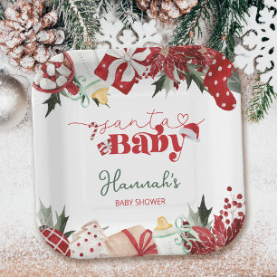 Assiettes En Carton Baby shower de Noël décembre