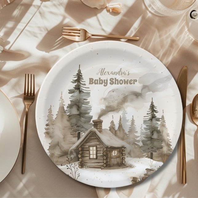 Assiettes En Carton Baby shower de Noël d'hiver de Boho (Créateur téléchargé)