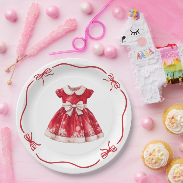 Assiettes En Carton Baby shower de Noël | Père Noël Vêtements rouge et (Fête)