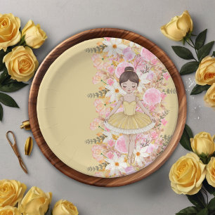 Assiettes En Carton Baby shower de papillons Tutu Ballerina Jaune