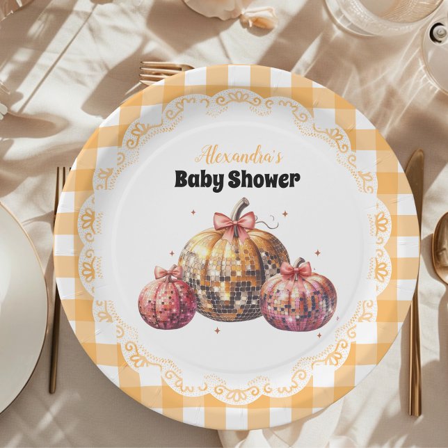Assiettes En Carton Baby shower de patchs Disco Citrouille (Créateur téléchargé)