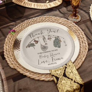 Assiettes En Carton Baby shower de pêche Reel excité