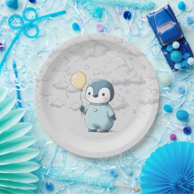Assiettes En Carton Baby shower de pingouin (Fête)