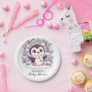 Assiettes En Carton Baby shower de pingouin mignon
