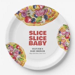 Assiettes En Carton Baby shower de pizza en tranche italienne chic mod