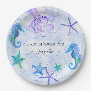Assiettes En Carton Baby shower de plage Octopus