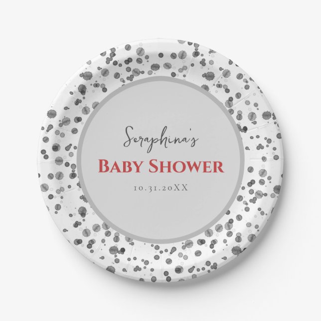Assiettes En Carton Baby shower de ports dalmatiens mignons (Devant)