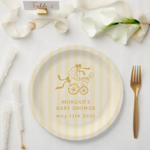 Assiettes En Carton Baby shower de poussette de bébé mignonne Preppy