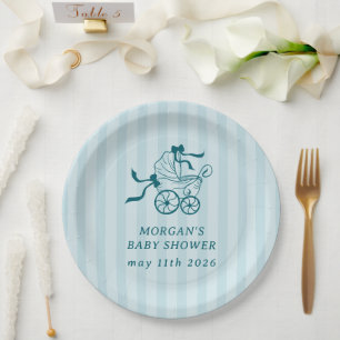Assiettes En Carton Baby shower de poussette de bébé mignonne Preppy