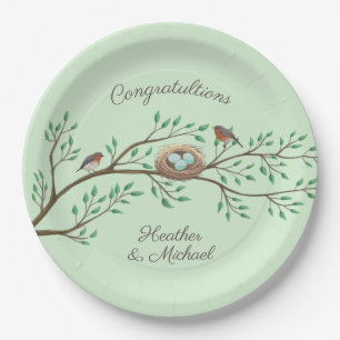 Assiettes En Carton Baby shower de printemps des Oiseaux de Robin