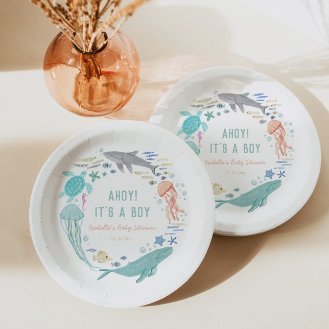 Assiettes En Carton Baby shower de requin baleine (Créateur téléchargé)
