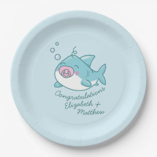 Assiettes En Carton Baby shower de requin mignon Kawaii fille rose