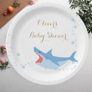 Assiettes En Carton Baby shower de requin Summer Boy