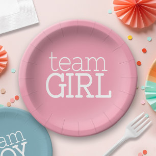 Assiettes En Carton Baby shower de révélation de genre - Team Pink G