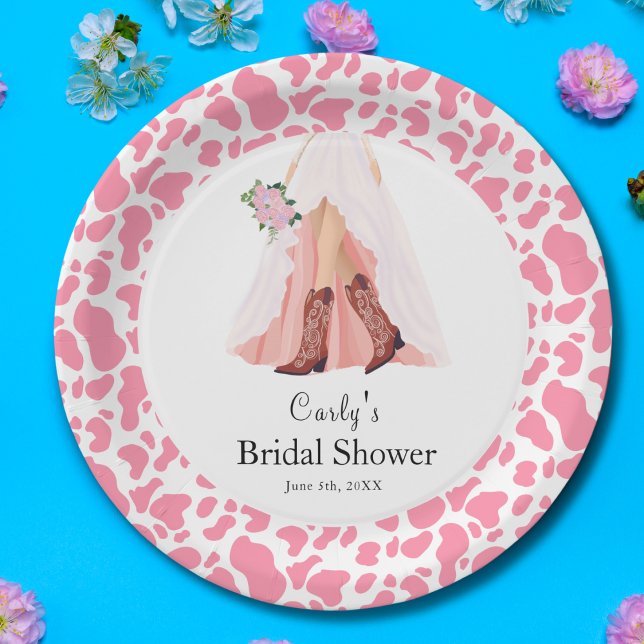 Assiettes En Carton Baby Shower de Robe de Mariée et Bottes de Cowboy (Créateur téléchargé)