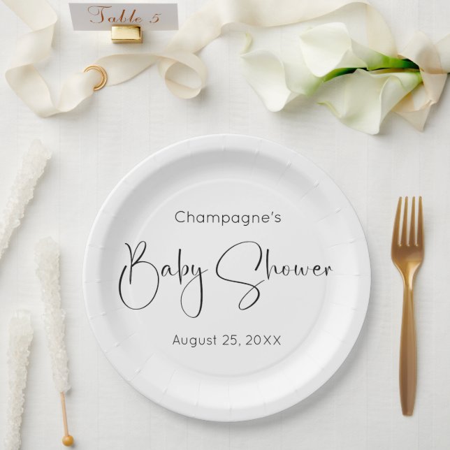 Assiettes En Carton Baby shower de script moderne (Mariage)
