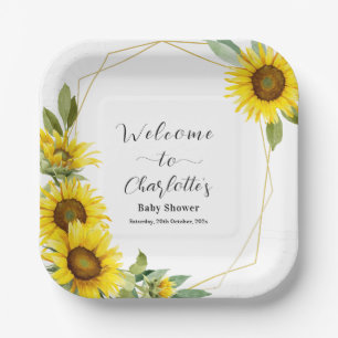 Assiettes En Carton Baby shower de tournesol aquarelle