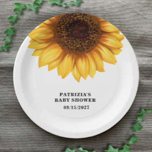 Assiettes En Carton Baby shower de tournesol d'automne
