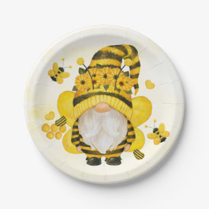Assiettes En Carton Baby shower de tournesol et d'abeilles Gnome Ann