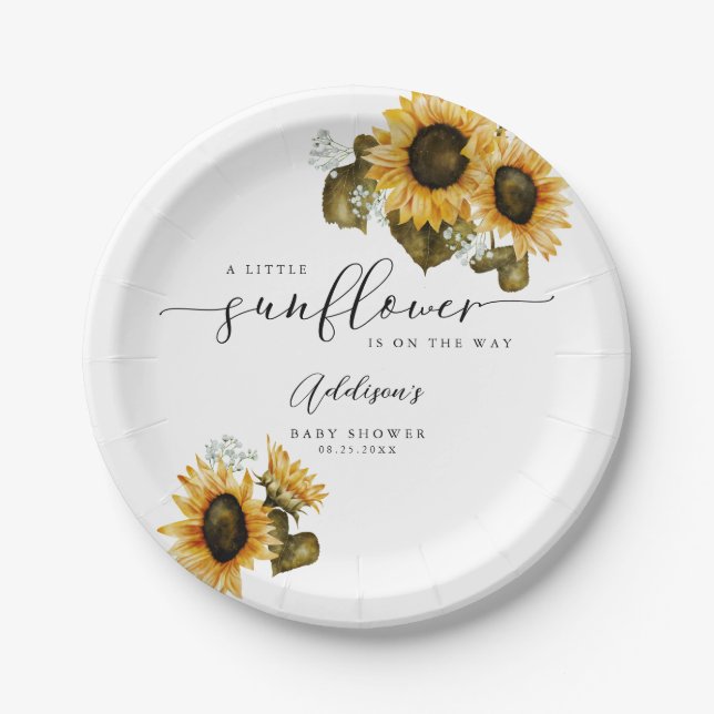 Assiettes En Carton Baby shower de tournesol jaune (Devant)