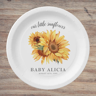 Assiettes En Carton Baby shower de tournesol rustique jaune