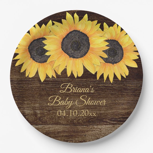 Assiettes En Carton Baby shower de tournesols (Devant)