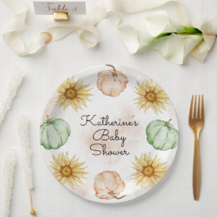 Assiettes En Carton Baby shower de tournesols Citrouille d'automne